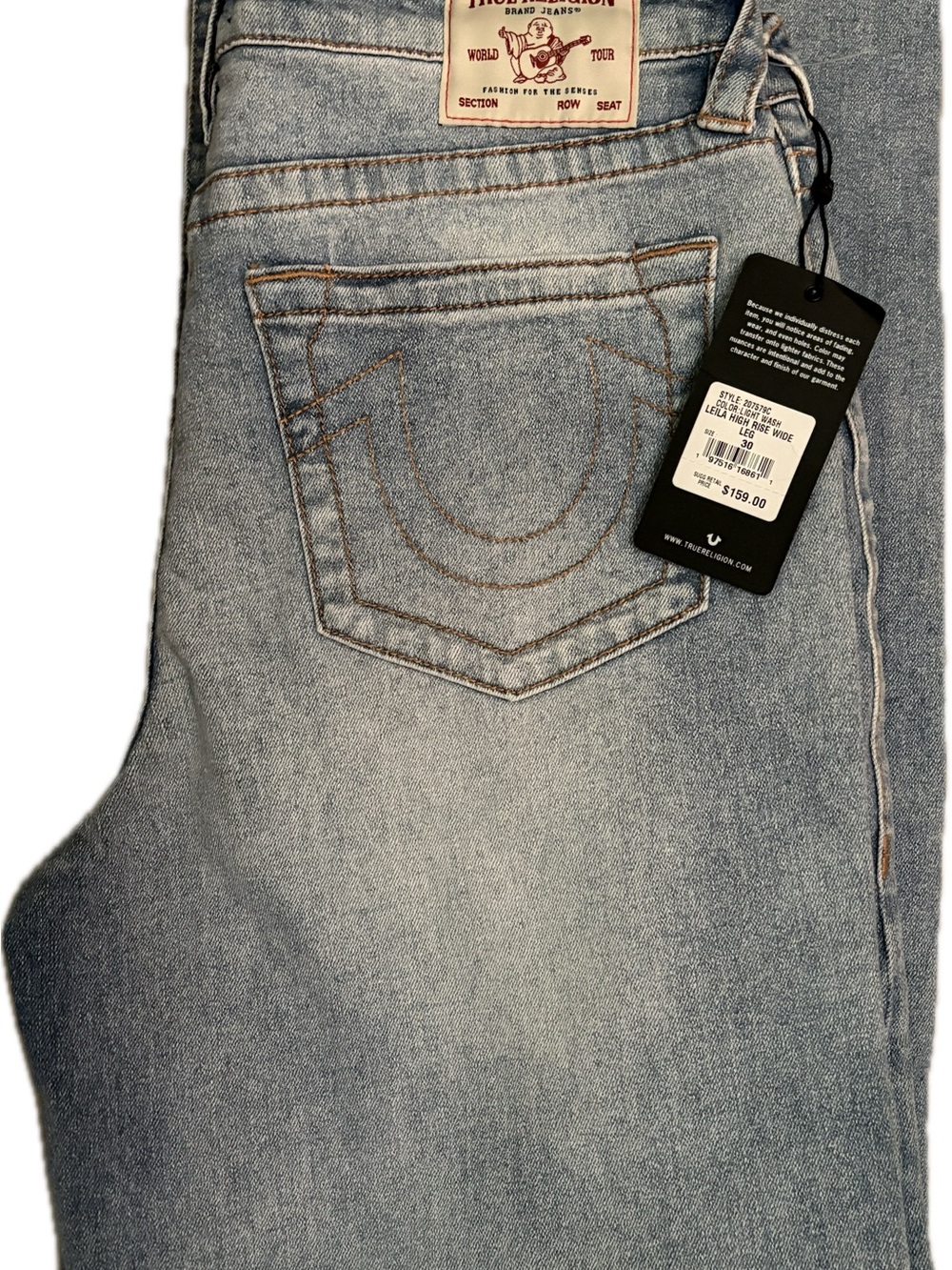 True Religion Leila High Rise Wide Leg Jeans Light Wash Size 30 NWT - Picture 7 of 13